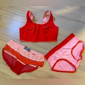 Aerie bralette and undies set pink and red